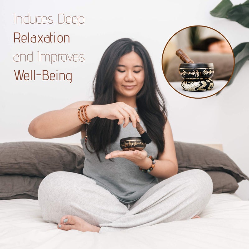 Wish Well Tibetan Singing Bowl Set 4" â€“ Handcrafted in Nepal with Storage Case â€“ Meditation Sound Bowl for Sound Healing, Sound Bath, Reiki, Yoga, Mindfulness & Meditation Accessories - Image 4